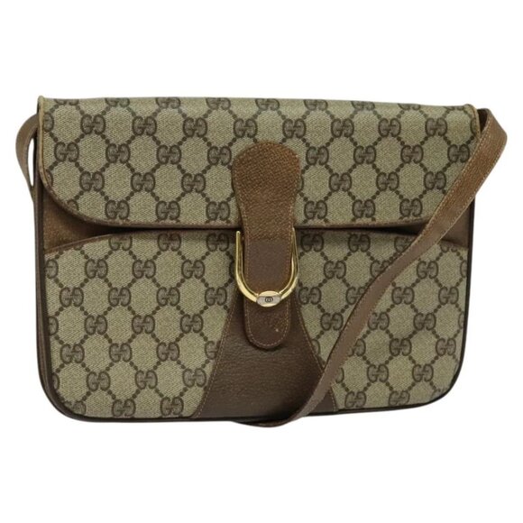 GUCCI GG Supreme Shoulder Bag PVC Beige Gold Auth 123381 - Picture 1 of 16